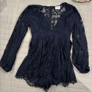 Showpo Navy Lace Blouse